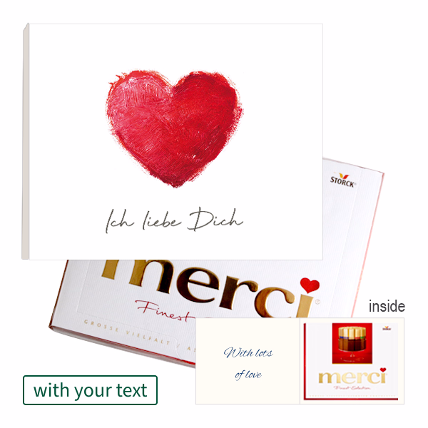 Personal Greeting Card with Merci: Ich liebe Dich (250 g)