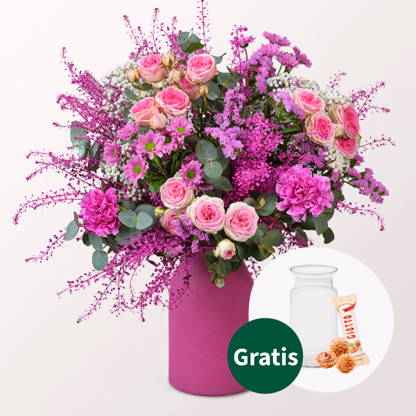 Blumenstrauß Blumengedicht mit Vase & Ferrero Giotto 3er