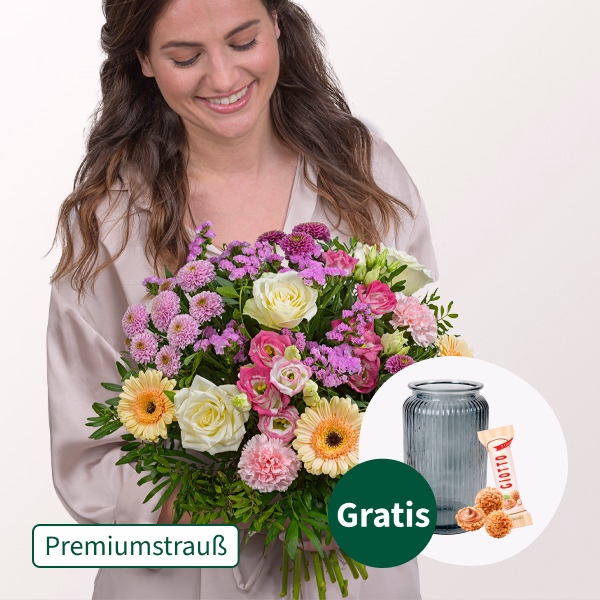 Premiumstrauß Wilde Liebe mit Premiumvase