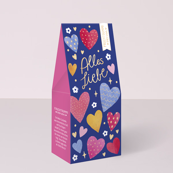 Fruchtgummi Herzen „Alles Liebe“ (70 g)