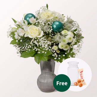 Flower Bouquet Sternstunde with vase & 3 Ferrero Giotto
