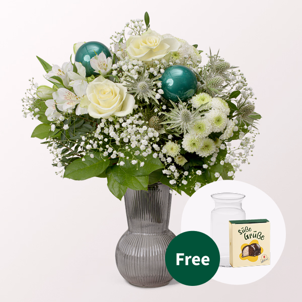 Flower Bouquet Sternstunde with Halloren Balls & vase