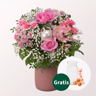 Blumenstrauß Wintermärchen mit Vase & Ferrero Giotto 3er