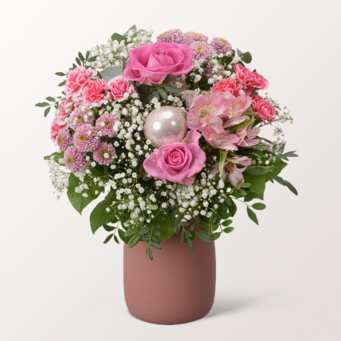 Blumenstrauß Wintermärchen mit Vase & Ferrero Giotto 3er
