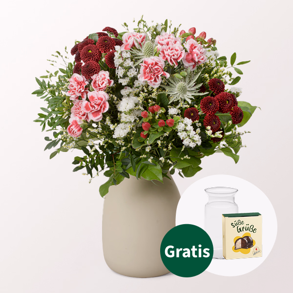 Blumenstrauß Winterlichtung mit Halloren Kugeln & Vase