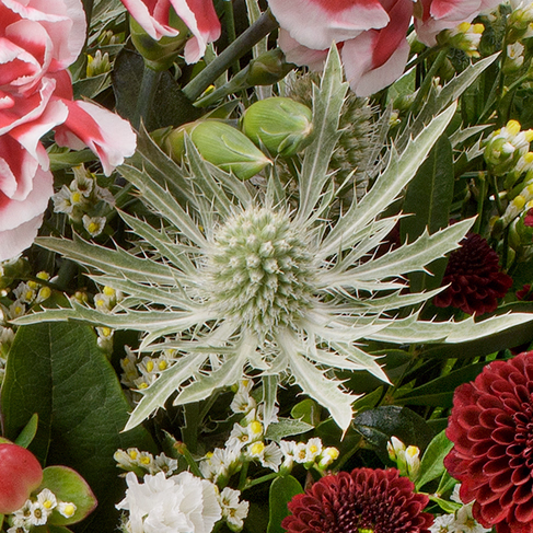 Blumenstrauß Winterlichtung mit Vase & Ferrero Giotto 3er