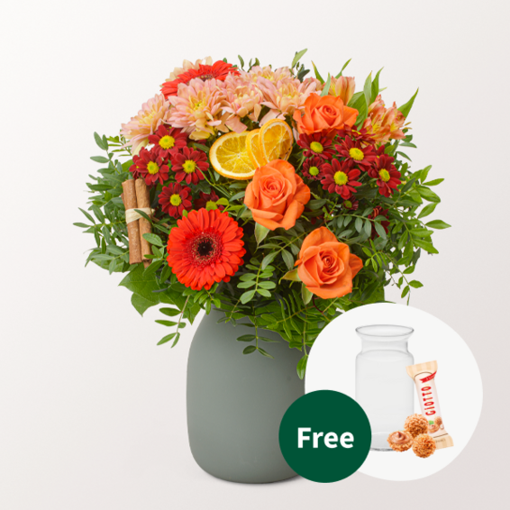 Flower Bouquet Wintergedicht with vase & 3 Ferrero Giotto