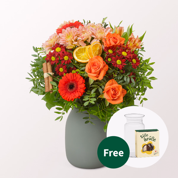 Flower Bouquet Wintergedicht with Halloren Balls & vase