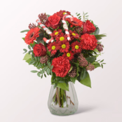 Blumenstrauß Schöne Bescherung mit Vase & Ferrero Giotto 3er
