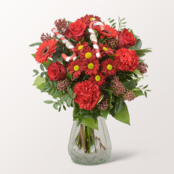 Blumenstrauß Schöne Bescherung mit Vase & Ferrero Giotto 3er