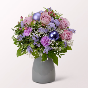 Flower Bouquet Winterhauch with vase & 3 Ferrero Giotto