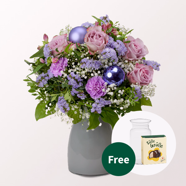 Flower Bouquet Winterhauch with Halloren Balls & vase