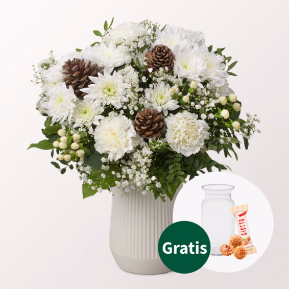 Blumenstrauß Sternennacht mit Vase & Ferrero Giotto 3er