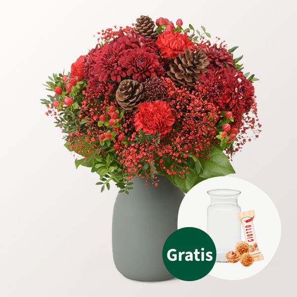 Blumenstrauß Red Velvet mit Vase