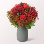 Flower Bouquet Red Velvet with vase & 3 Ferrero Giotto