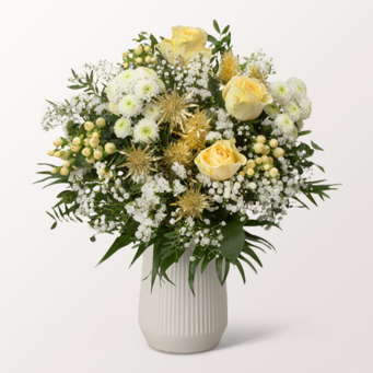 Blumenstrauß Goldschimmer mit Vase