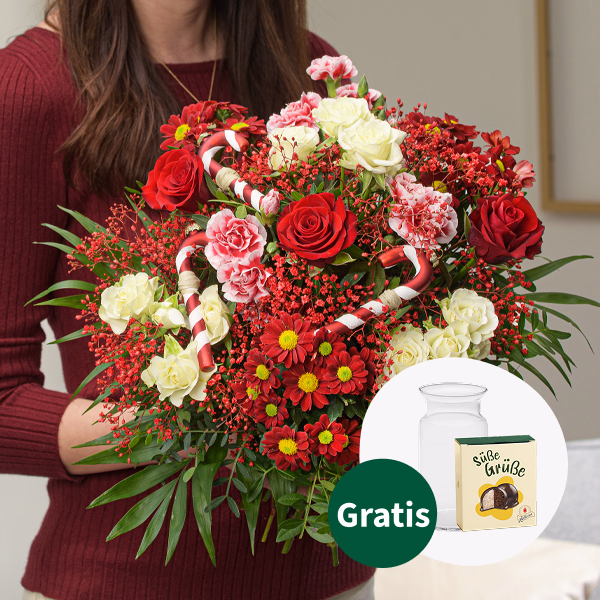 Blumenstrauß Wintergarten mit Halloren Kugeln & Vase