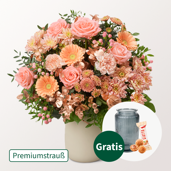 Premiumstrauß Peachy Christmas mit Premiumvase