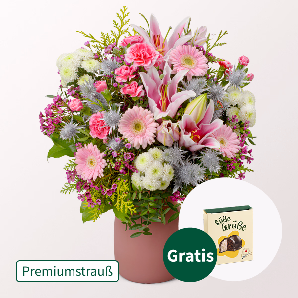 Premiumstrauß Rosa Glanz mit Halloren Kugeln