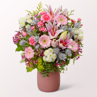 Premium Bouquet Rosa Glanz with Halloren Balls