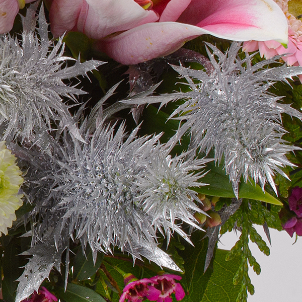 Premiumstrauß Rosa Glanz mit Premiumvase & Ferrero Giotto 3er