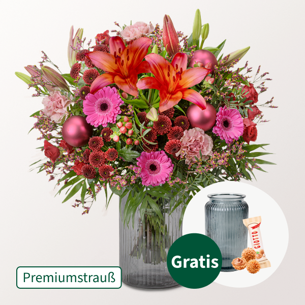 Premiumstrauß Winterglück mit Premiumvase