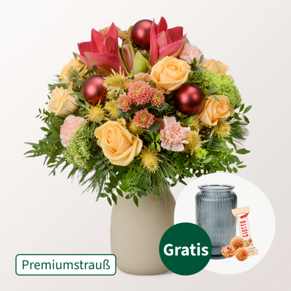 Premiumstrauß Wintersonne mit Premiumvase