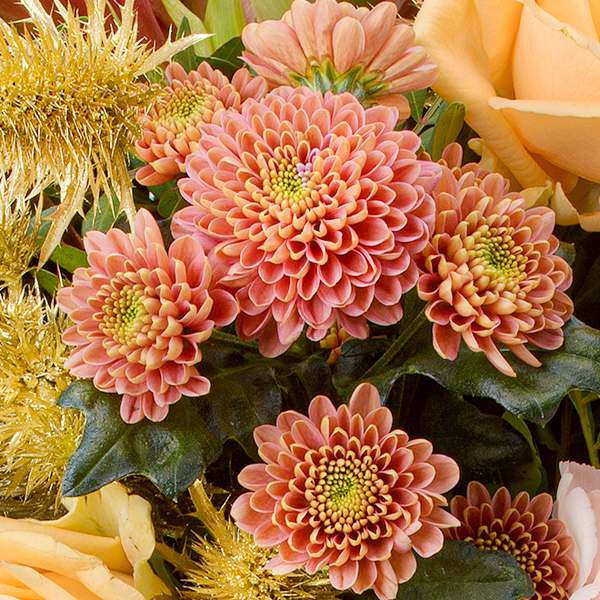 Premiumstrauß Wintersonne mit Premiumvase & Ferrero Giotto 3er