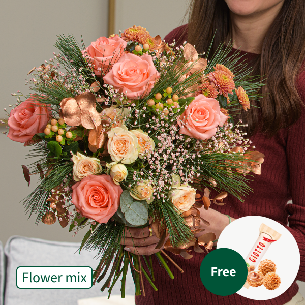 Flower Mix Warm Hug with 3 Ferrero Giotto