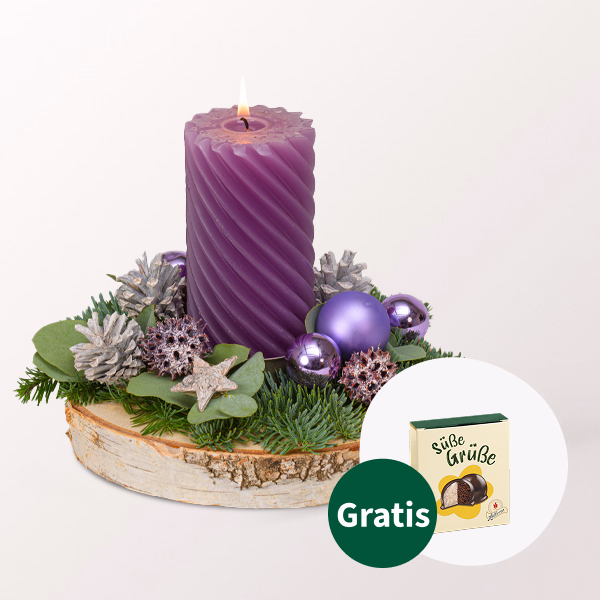 Adventsgesteck Winterstar mit Halloren Kugeln