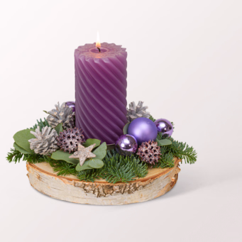 Adventsgesteck Winterstar mit Halloren Kugeln