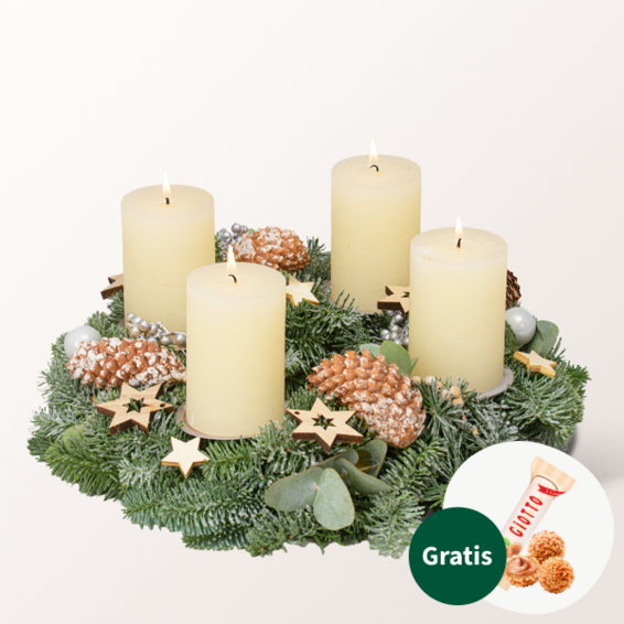 Adventskranz Winterkuss (Ø 30 cm) mit Ferrero Giotto 3er