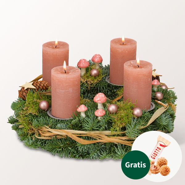 Adventskranz Wintergrüße (Ø 30 cm) mit Ferrero Giotto 3er