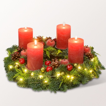 Wreath Shiny Red (Ø 30 cm) with 3 Ferrero Giotto