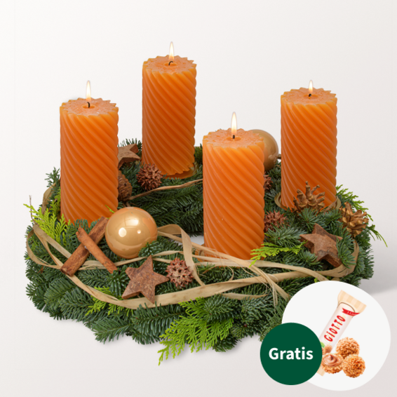 Adventskranz Lichterkranz (Ø 40 cm) mit Ferrero Giotto 3er