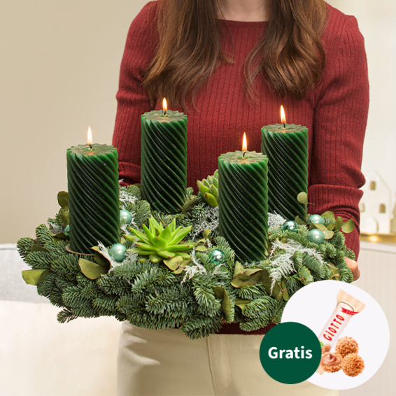 Adventskranz Winterbote (Ø 40 cm) mit Ferrero Giotto 3er