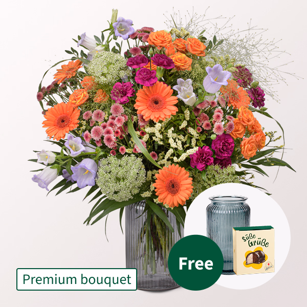Premium Bouquet Good Feeling with Premium Vase & Halloren Balls