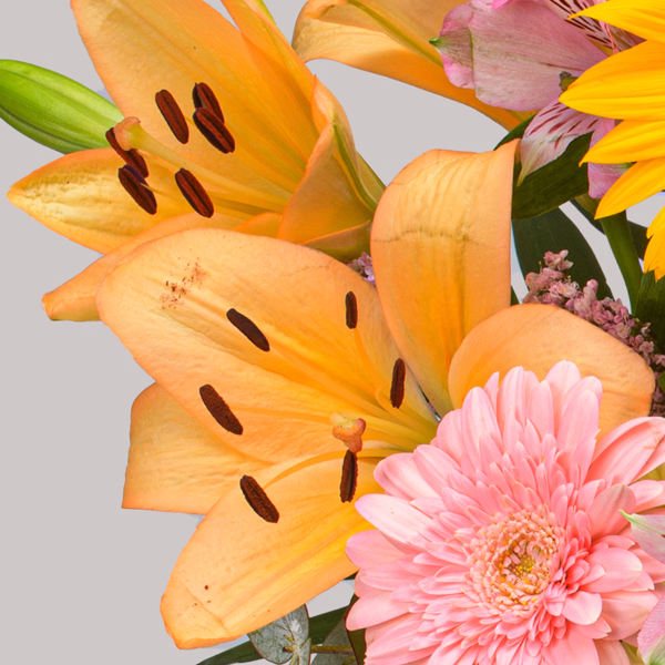Premiumstrauß Süße Sommerfreude mit Premiumvase & Ferrero Giotto
