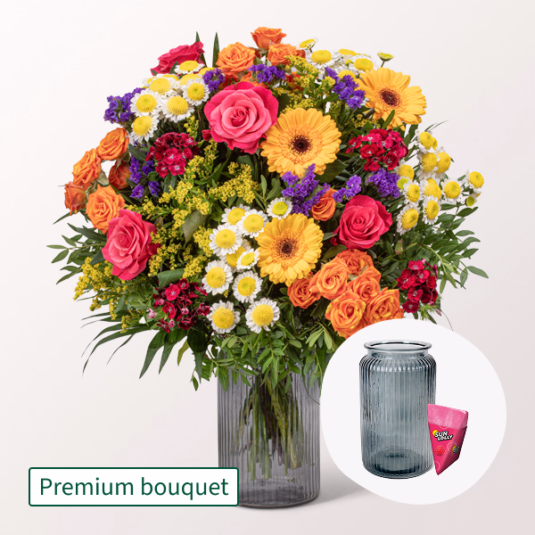 Premium Bouquet Meisterwerk with Premium Vase & Halloren Balls