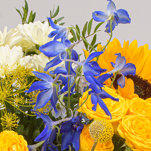 Premium Bouquet Sonnenglühen with Premium Vase & Ferrero Giotto