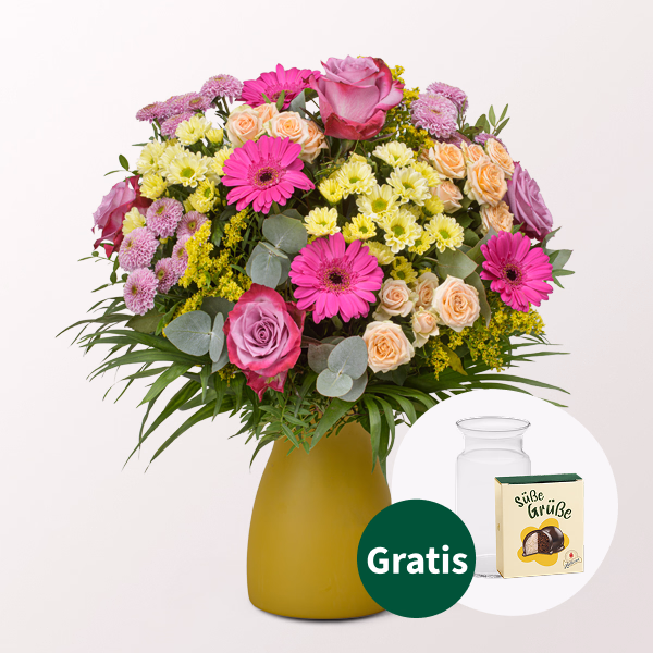 Blumenstrauß Herzflüstern mit Halloren Kugeln & Vase