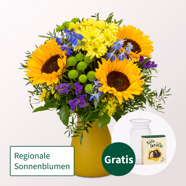 Blumenstrauß Sommerflirt mit Halloren Kugeln & Vase