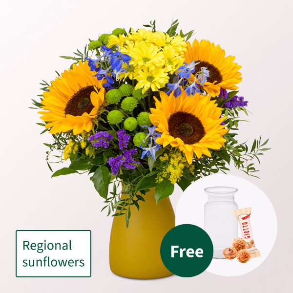Flower Bouquet Sommerflirt with vase & Ferrero Giotto