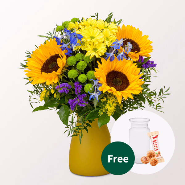 Flower Bouquet Sommerflirt with vase & Ferrero Giotto