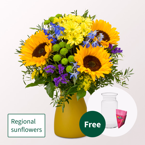 Flower Bouquet Sommerflirt with SunLolly Raspberry & vase