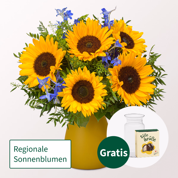Blumenstrauß Sommerlaune mit Halloren Kugeln & Vase