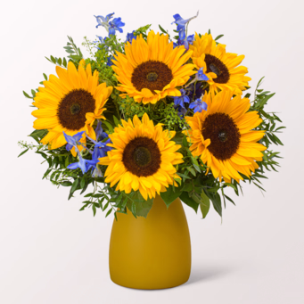 Blumenstrauß Sommerlaune mit SunLolly Himbeere & Vase