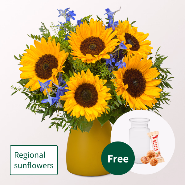 Flower Bouquet Lust auf Sommer with vase & Ferrero Giotto