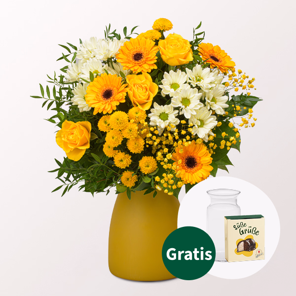 Blumenstrauß Sommerbrise mit Halloren Kugeln & Vase