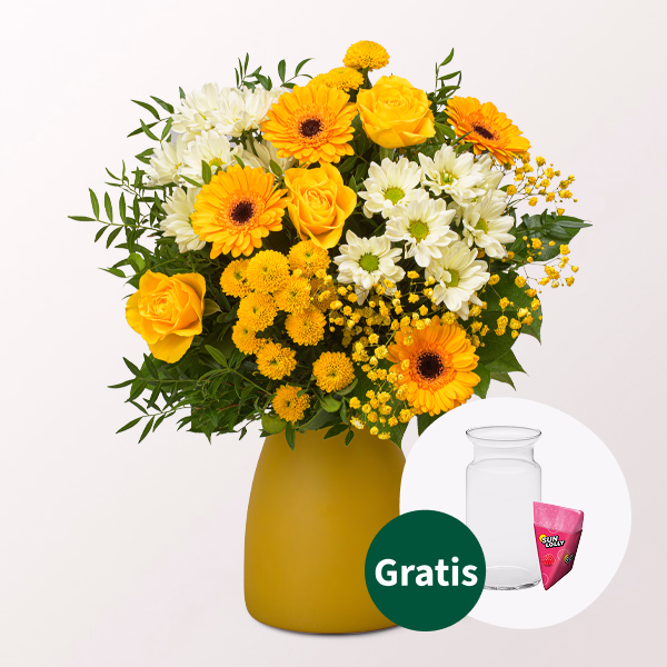 Blumenstrauß Sommerbrise mit Halloren Kugeln & Vase